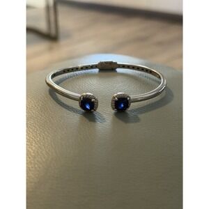 Bangkok Ratnaraj Jewelers BBJ Sapphire, Sterling Silver Woven Hinged Bracelet